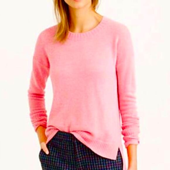 J. Crew Sweaters - J. Crew Womens Sweater Hi Lo Hem Wool Pink Heather Sorbet Supersoft Yarn sz XXS
